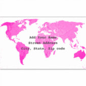 Sticker Carte du monde Voyageur Abstrait rose violet d'art (Devant)