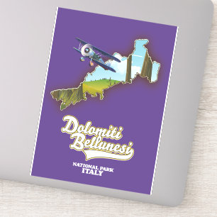 Sticker carte du parc national dolomiti bellunesi italy