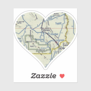 Sticker Carte du rétro Heart Vernon Utah