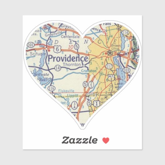 Sticker Carte du RI Providence (Feuille)