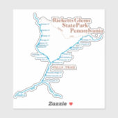 Sticker Carte du sentier des chutes 6"x6" (Feuille)