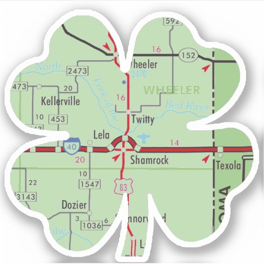 Sticker Carte du shamrock Texas Clover (Devant)