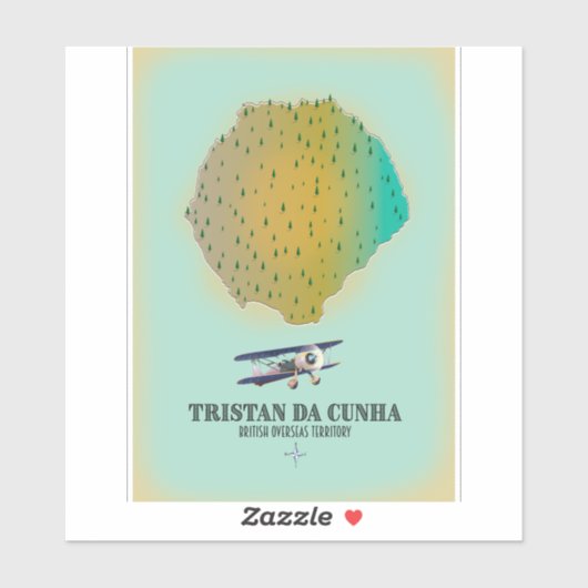 Sticker Carte du territoire britannique d'outre-mer de Tri (Feuille)