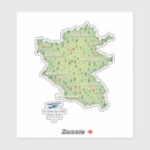 Sticker carte du Yorkshire Dales Angleterre (Feuille)