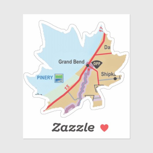 Sticker Carte Grand Bend Ontario (Feuille)