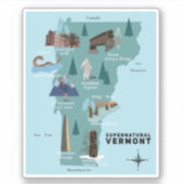 Sticker Carte graphique de voyage de Supernatural Vermont (Devant)