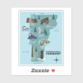 Sticker Carte graphique de voyage de Supernatural Vermont (Feuille)