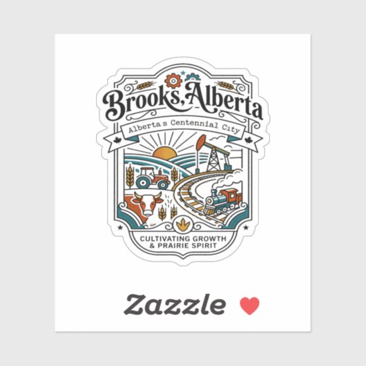 Sticker Carte illustrée de Brooks Alberta Canada (Feuille)