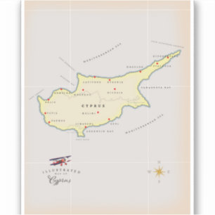 Sticker Carte illustrée de Chypre.
