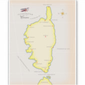 Sticker Carte illustrée de Corse (Devant)