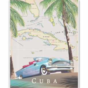 Sticker Carte illustrée de Cuba