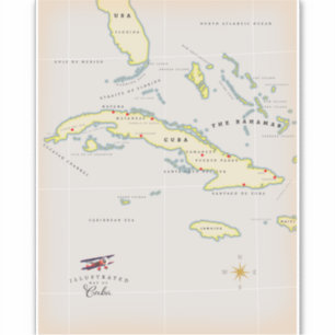 Sticker Carte illustrée de Cuba