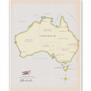 Sticker Carte illustrée de l'Australie
