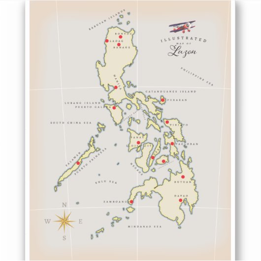 Sticker Carte illustrée de Luzon Philippines (Devant)