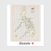Sticker Carte illustrée de Luzon Philippines (Feuille)