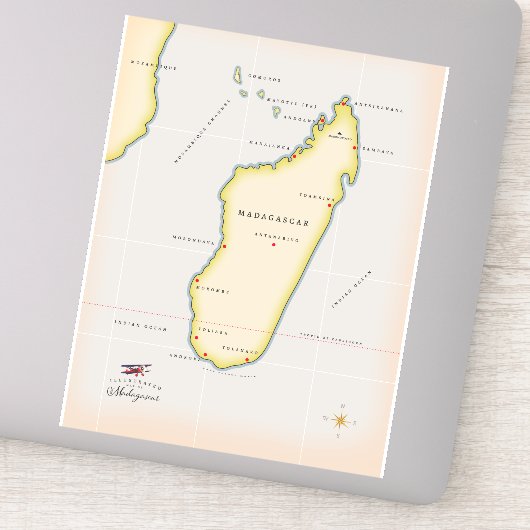 Sticker Carte illustrée de Madagascar (Détail)