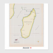 Sticker Carte illustrée de Madagascar (Feuille)