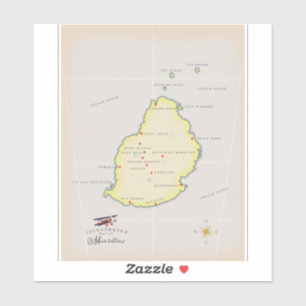 Sticker Carte illustrée de Maurice