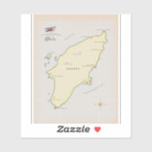 Sticker Carte illustrée de Rhodes. (Feuille)