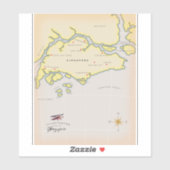 Sticker Carte illustrée de Singapour (Feuille)