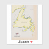 Sticker Carte illustrée de Terre-Neuve. (Feuille)