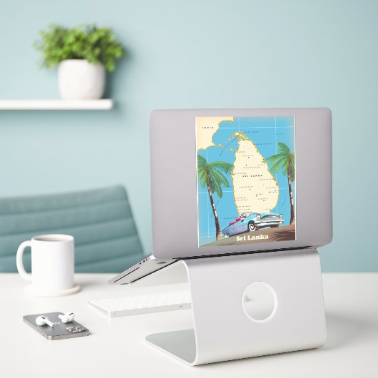 Sticker Carte illustrée du Sri Lanka (Ordinateur portable sur le bureau)