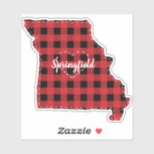 Sticker Carte Missouri Hometown State Plaid Christmas (Feuille)