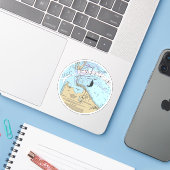 Sticker Carte Norfolk Virginia (Ordinateur portable avec iPhone)
