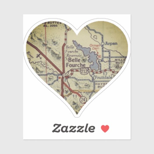 Sticker Carte Old Belle Fourche SD (Feuille)