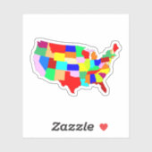 Sticker Carte Patchwork USA (Feuille)