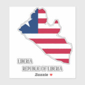 Sticker Carte patriotique du drapeau du Liberia (Feuille)