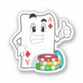 Sticker Carte Poker avec jetons Poker (Devant)