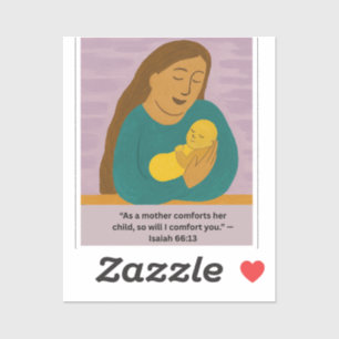 Sticker Carte postale Isaiah 66:13 Mère et bébé réconforta