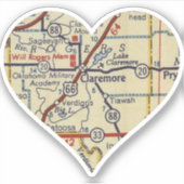 Sticker Carte rétro Claremore OK (Devant)