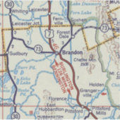 Sticker Carte rétro de Brandon Vermont (Devant)