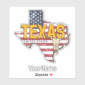 Sticker Carte Rétro des États-Unis Texas État États-Unis V (Feuille)