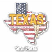 Sticker Carte Rétro des États-Unis Texas État États-Unis V (Devant)