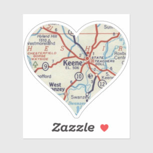 Sticker Carte routière Vintage Keen NH