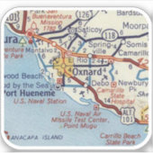 Sticker Carte routière Vintage Oxnard CA (Devant)