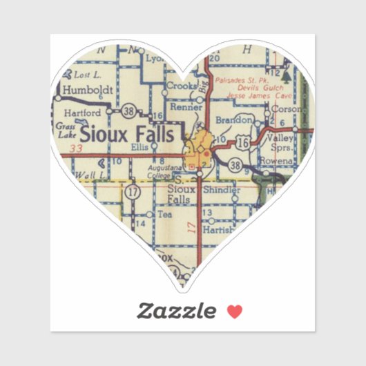 Sticker Carte SD Old Sioux Falls (Feuille)