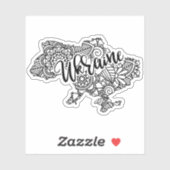 Sticker Carte ukrainienne avec motif mandala (Feuille)
