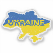 Sticker Carte ukrainienne en bleu et jaune (Devant)