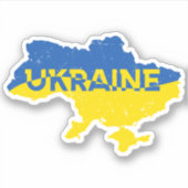 Sticker Carte ukrainienne en bleu et jaune. Ukraine (Devant)