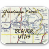 Sticker Carte Vintage Beaver UT (Devant)
