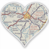 Sticker Carte Vintage Charlottesville (Devant)
