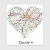 Sticker Carte Vintage Charlottesville (Feuille)