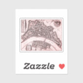 Sticker Carte vintage de Bâle (1642) (Feuille)