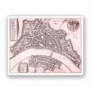 Sticker Carte vintage de Bâle (1642)