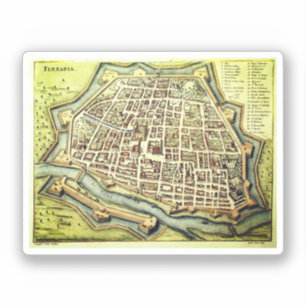 Sticker Carte vintage de Ferrara, ITALIE