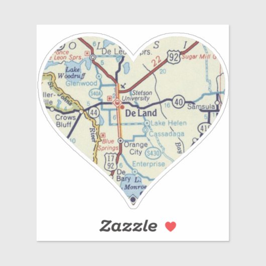 Sticker Carte Vintage De Land Florida (Feuille)